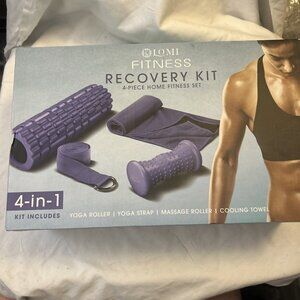 Lomi Fitness Recovery Kit 4-Piece Home Fitness Set Purple YOGA roller strap cool